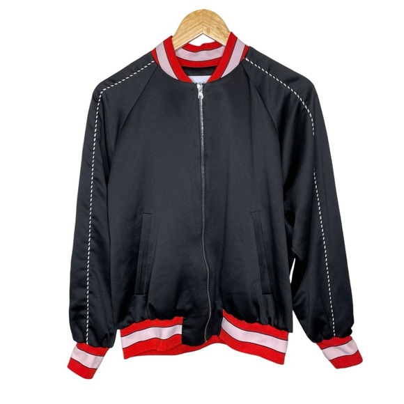 Sandro Black Love Karma Embroidered Bomber Jacket - Picture 5 of 16